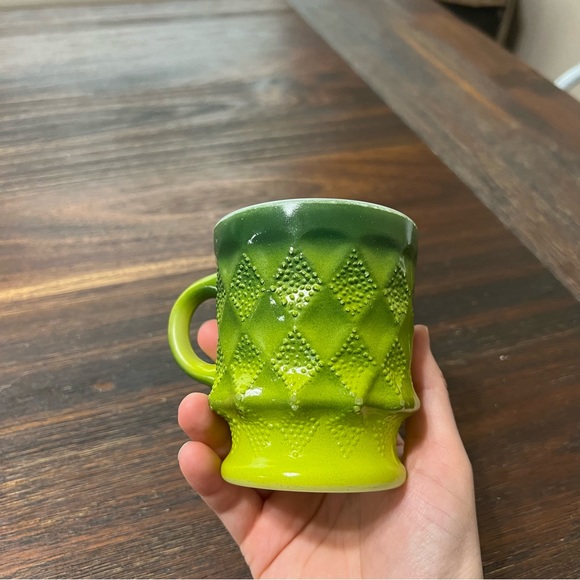 Anchor Hocking Kimberly Diamond green ombré mug dark light MCM Vintage fire king - Picture 4 of 7